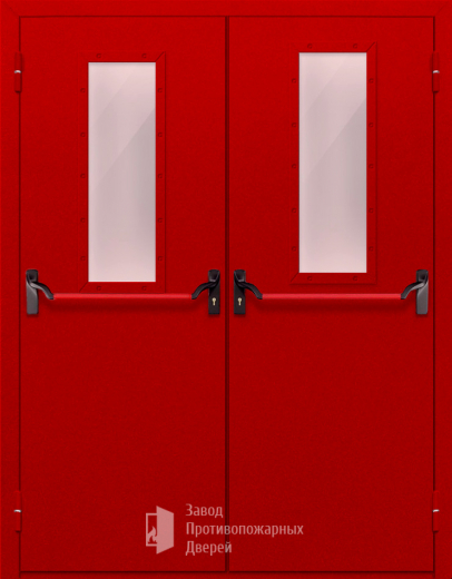 Фото двери «Двупольная с стеклом и антипаникой (красная)» в Кубинке