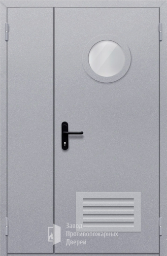 Фото двери «Полуторная с круглым стеклом и решеткой» в Кубинке