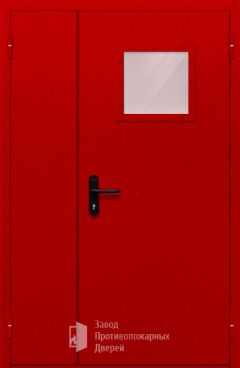 Фото двери «Полуторная со стеклопакетом (красная)» в Кубинке