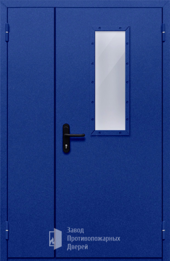 Фото двери «Полуторная со стеклом (синяя)» в Кубинке