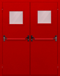 Фото двери «Двупольная со стеклопакетом и антипаникой (красная)» в Кубинке