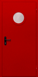 Фото двери «Однопольная с круглым стеклом (красная)» в Кубинке