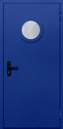 Фото двери «Однопольная с круглым стеклом (синяя)» в Кубинке
