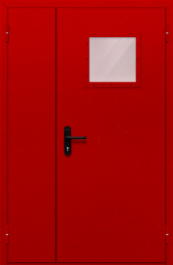 Фото двери «Полуторная со стеклопакетом (красная)» в Кубинке