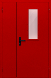 Фото двери «Полуторная со стеклом (красная)» в Кубинке