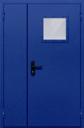Фото двери «Полуторная со стеклопакетом (синяя)» в Кубинке